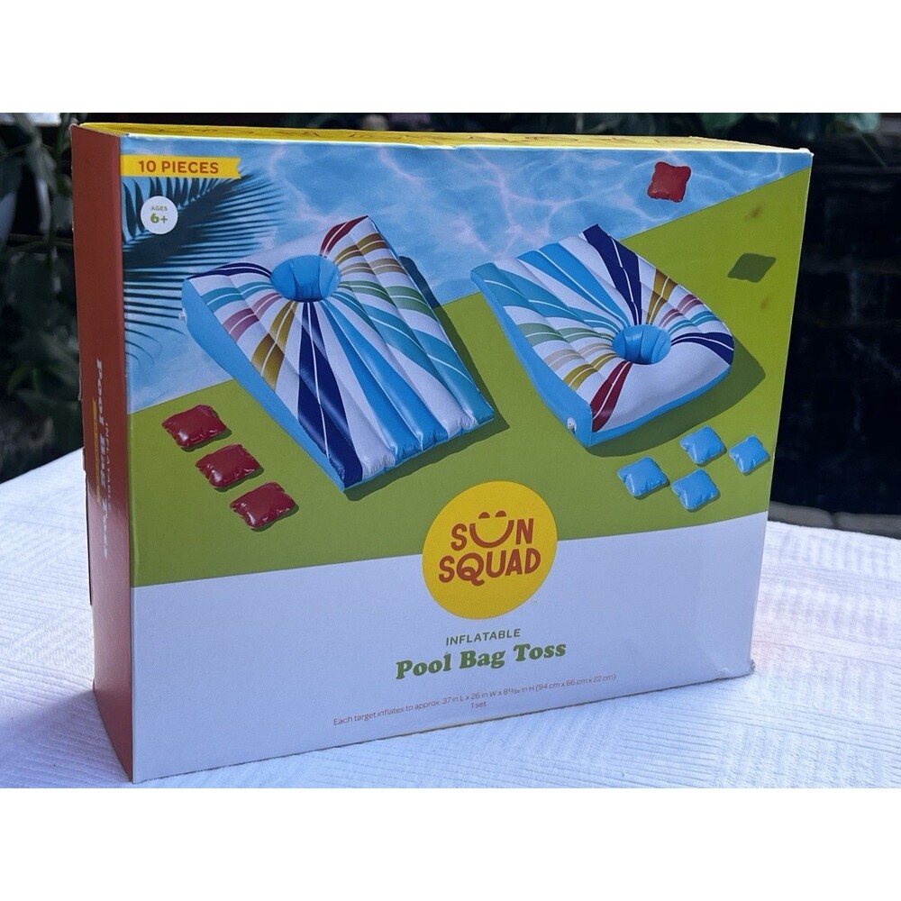 New Sun Squad Inflatable Pool Bag Toss Cornhole Game 10 Piece Summer Water Fun